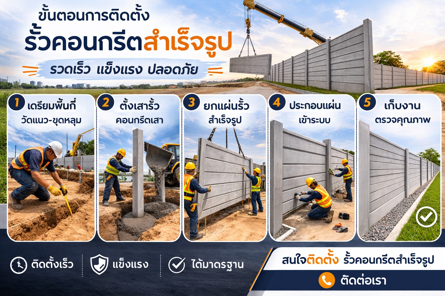 รั้วคอนกรีตสำเร็จรูป ขั้นตอน วิธีการ และสิ่งที่ต้องรู้ก่อนเริ่มงาน