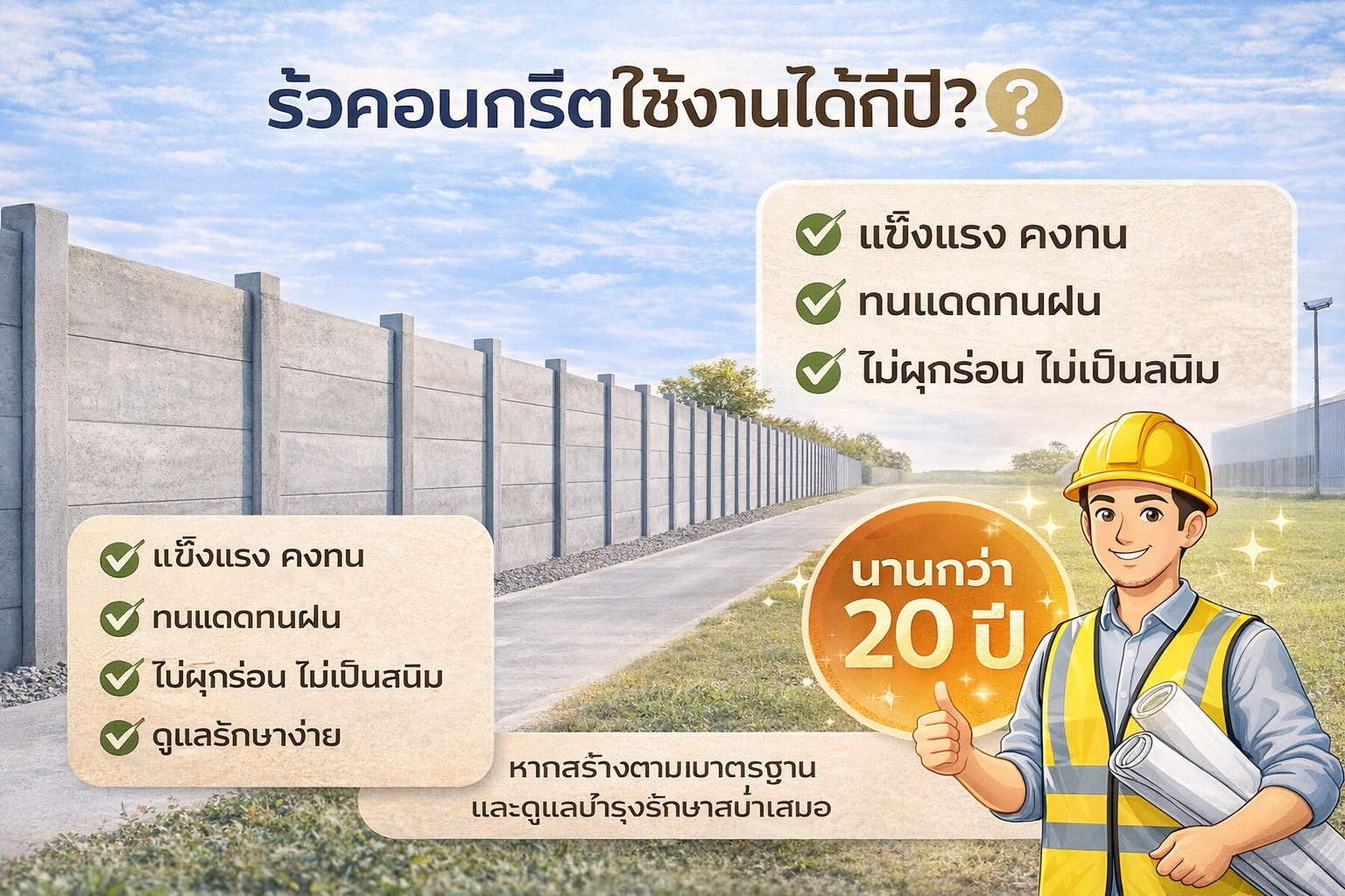 รั้วคอนกรีตใช้งานได้กี่ปี อายุการใช้งานและปัจจัยที่มีผลต่อความทนทาน