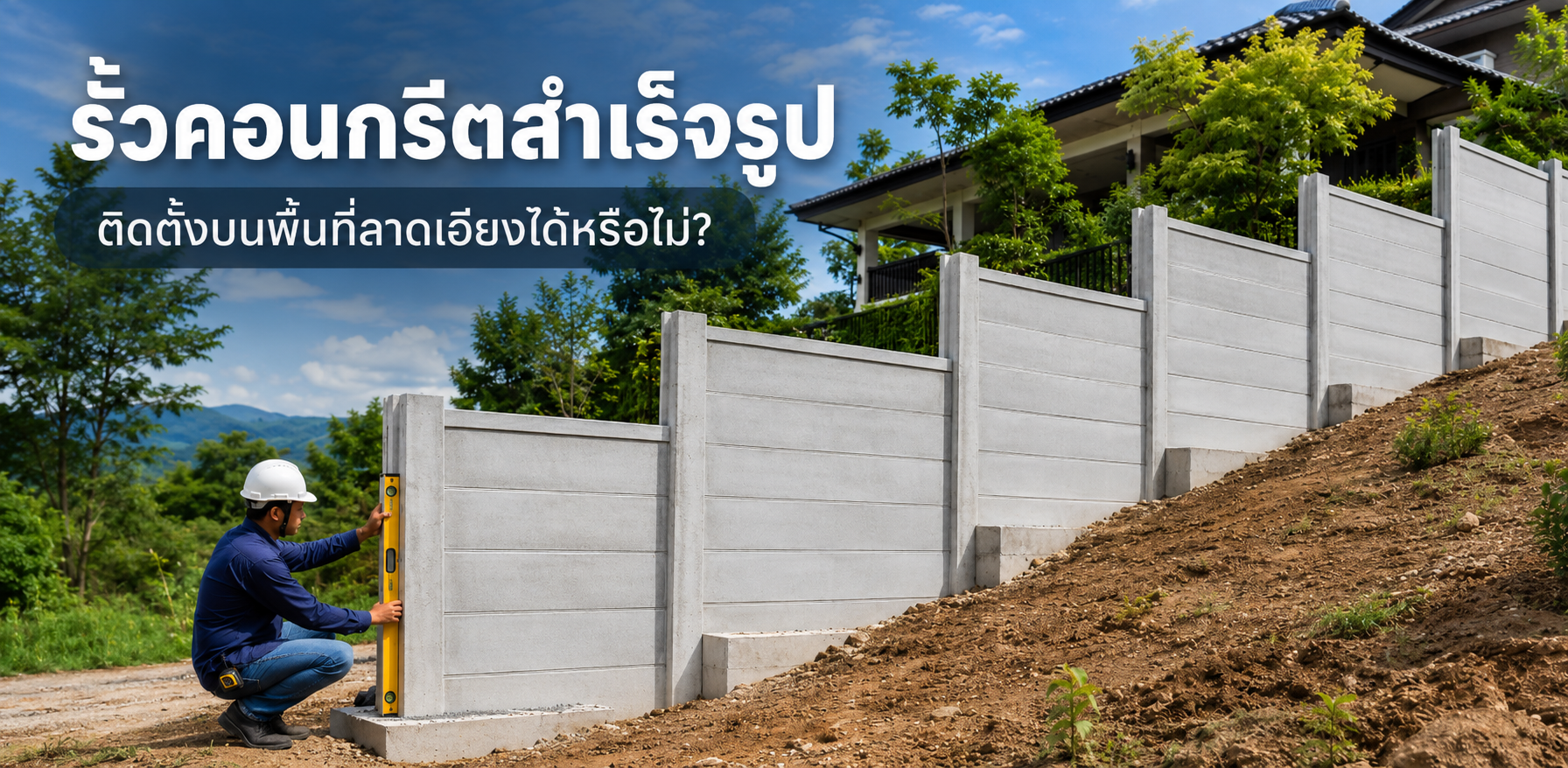 รั้วคอนกรีตสำเร็จรูปติดตั้งบนพื้นที่ลาดเอียงได้หรือไม่